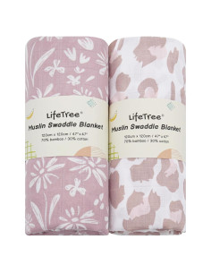 Mantas de Envolver LifeTree para Niña 120x120 cm Floral y Leopardo