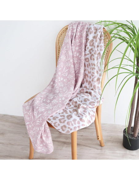 Mantas de Envolver LifeTree para Niña 120x120 cm Floral y Leopardo Mantas de Envolver LifeTree para Niña 120x120 cm Floral y Leopardo