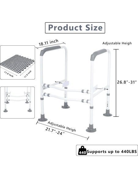 Barra de Seguridad para Inodoro Suuiwau Ajustable 68-79 cm Barra de Seguridad para Inodoro Suuiwau Ajustable 68-79 cm