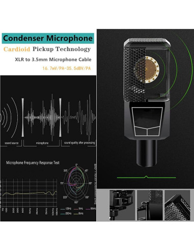 Conjunto K300 de Tarjeta de Sonido y Micrófono para Podcast