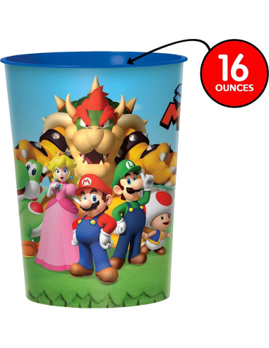 Vasos de Plástico Multicolor Amscan Super Mario 0.47L Paquete 2