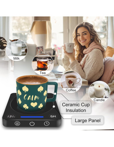Calentador de Tazas Iporru Negro con Pantalla Doble y Apagado Automático
