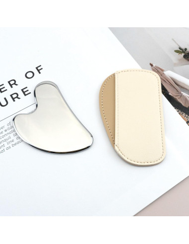 Herramienta Gua Sha Facial Quacc de Acero Inoxidable Plata