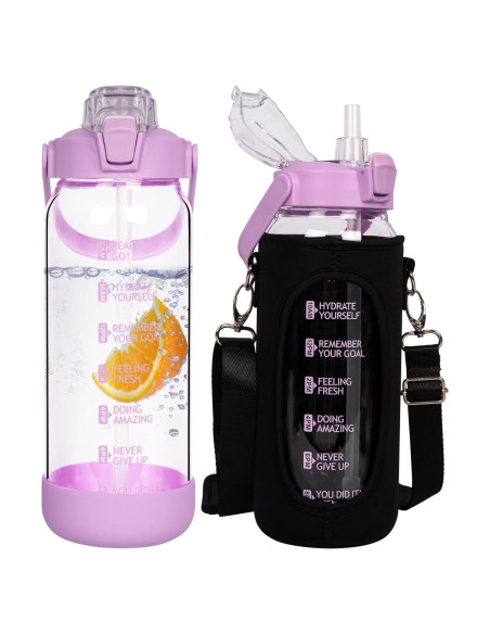 Botella de Agua de Vidrio Seekua 1.4L con Pajilla y Funda Botella de Agua de Vidrio Seekua 1.4L con Pajilla y Funda