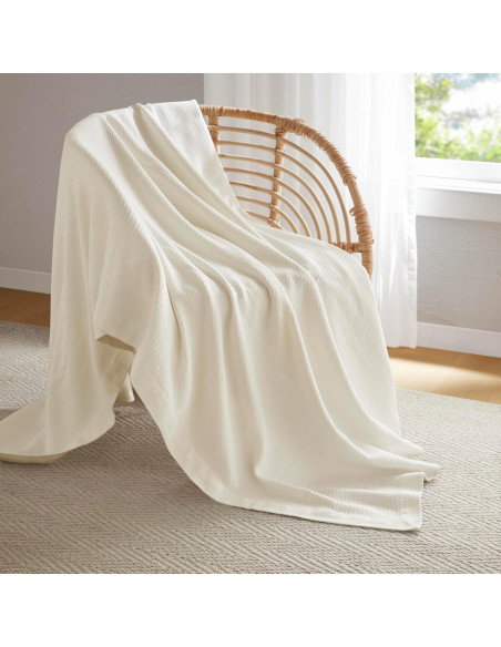 Manta Individual Madison Park 100% Algodón Egipcio Crema Manta Individual Madison Park 100% Algodón Egipcio Crema