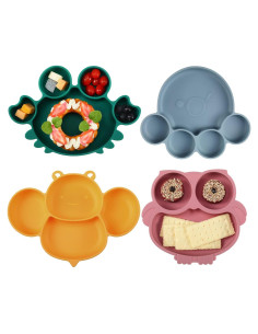 Platos de Silicona para Bebés Maxdot 4 Pcs Divididos Apto Microondas