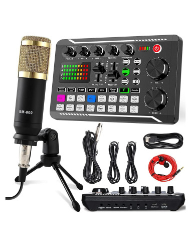 Kit de Podcast SINWE con Micrófono y Mezclador Profesional