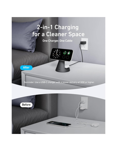 Soporte de Carga 2-en-1 Anker MagSafe 15W Ajustable para iPhone Soporte de Carga 2-en-1 Anker MagSafe 15W Ajustable para iPhone