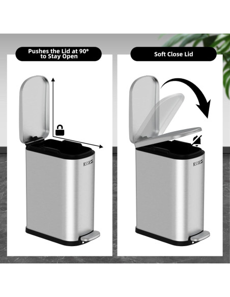 Bote de Basura Slim KSSKSS 10L Acero Inoxidable Plata Bote de Basura Slim KSSKSS 10L Acero Inoxidable Plata