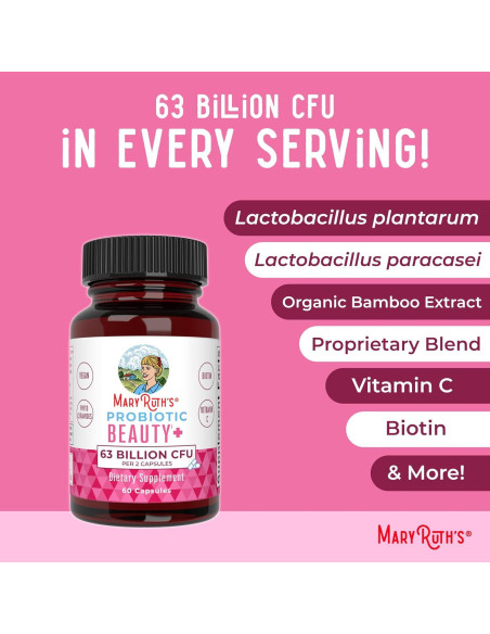 Cápsulas de Belleza Probioticas MaryRuth 60 Unidades Veganas Cápsulas de Belleza Probioticas MaryRuth 60 Unidades Veganas