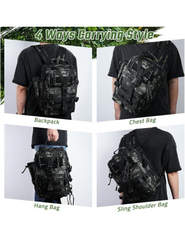 Mochila de Pesca Táctica Militar Verde 0.90 kg 38x29x6 cm