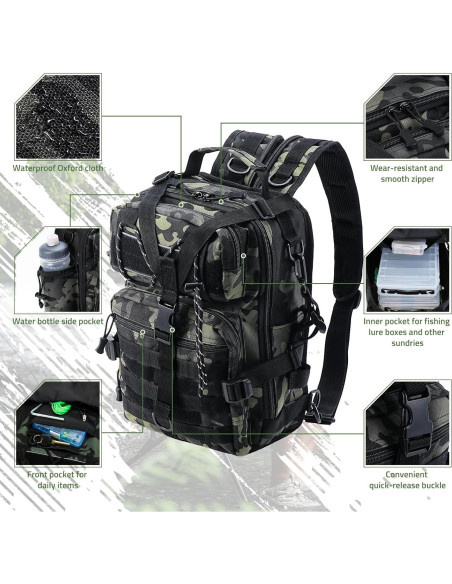 Mochila de Pesca Táctica Militar Verde 0.90 kg 38x29x6 cm Mochila de Pesca Táctica Militar Verde 0.90 kg 38x29x6 cm