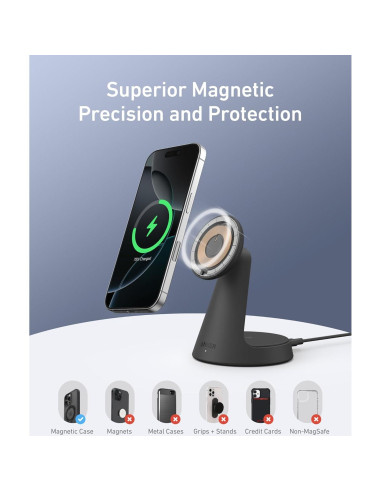 Soporte de Carga 2-en-1 Anker MagSafe 15W Ajustable para iPhone
