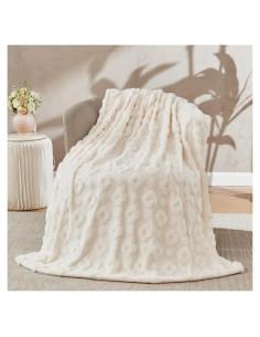 Manta de Piel Sintética Lotus Karen 50x70 cm Blanca Jacquard