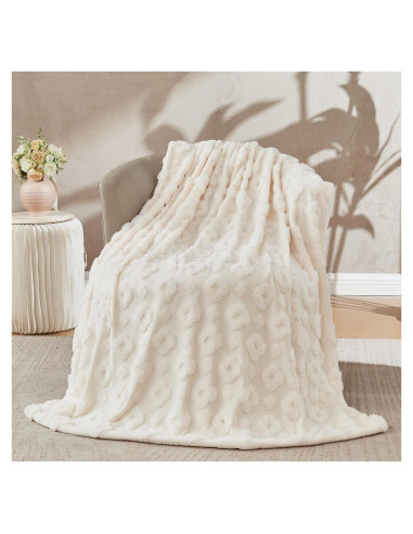 Manta de Piel Sintética Lotus Karen 50x70 cm Blanca Jacquard