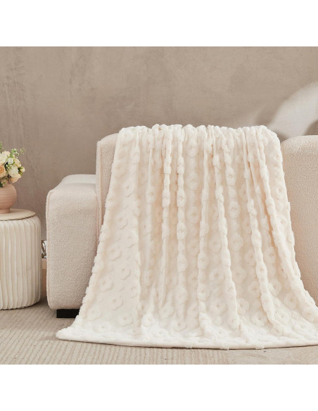 Manta de Piel Sintética Lotus Karen 50x70 cm Blanca Jacquard Manta de Piel Sintética Lotus Karen 50x70 cm Blanca Jacquard