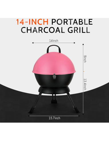 Parrilla Portátil MAISON BACKYARDS 35.5 cm Carbón Rosa