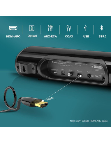 Barra de Sonido Wohome S89 - 71 cm, 80W, Bluetooth, HDMI-ARC