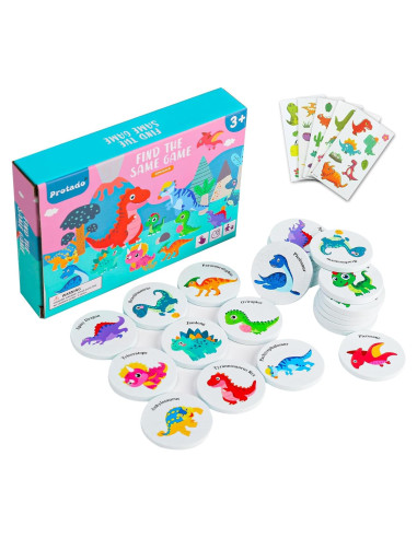 Juego de Memoria de Dinosaurios Protado - 24 Tarjetas de Madera