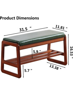 Banco de Zapatos de Madera SOBIBO 80 cm con Cojín Verde 2