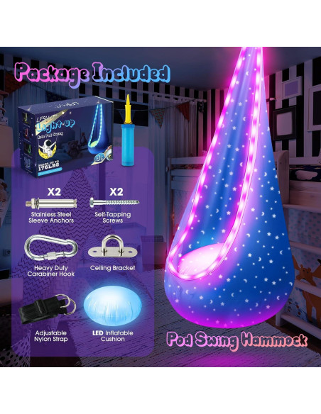Columpio Pod Iluminado LFSMVT para Niños Azul Estrellado Columpio Pod Iluminado LFSMVT para Niños Azul Estrellado