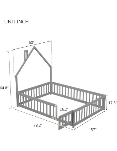 Cama Montessori Completa Bellemave con Cabecera Casa Gris