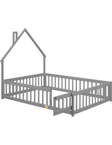 Cama Montessori Completa Bellemave con Cabecera Casa Gris