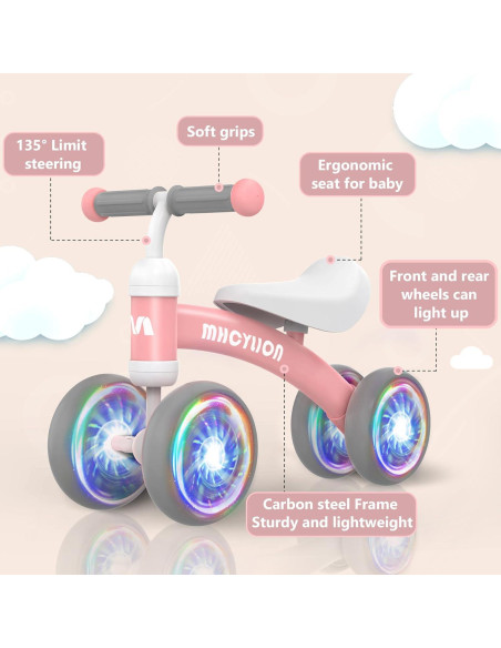 Bicicleta de Equilibrio MHCYLION Rosa Brillante para Bebés 10-24 Meses Bicicleta de Equilibrio MHCYLION Rosa Brillante para Bebés 10-24 Meses