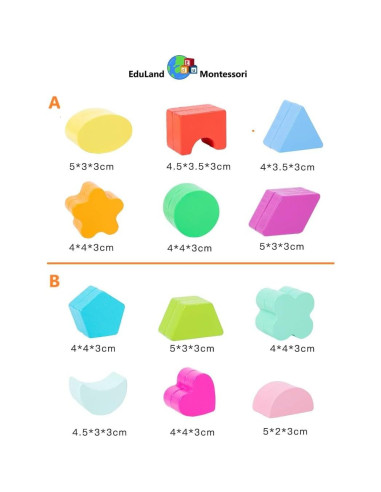 Cubo Clasificador de Formas Geométricas de Madera EduLand Montessori - 6 Piezas