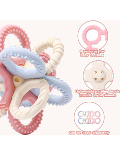Juguete de Dentición 3 en 1 Yaozyety Rosa Silicona BPA Libre 2