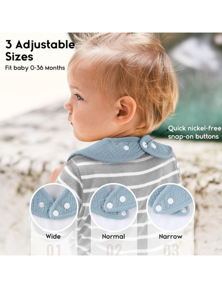 Baberos de Muselina Yoofoss 10 Piezas Algodón Ajustables 0-36 Meses Baberos de Muselina Yoofoss 10 Piezas Algodón Ajustables 0-36 Meses