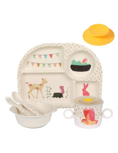Set de Vajilla para Niños 7 Piezas Shopwithgreen - Bambú Libre de BPA