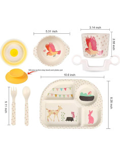 Set de Vajilla para Niños 7 Piezas Shopwithgreen - Bambú Libre de BPA 2