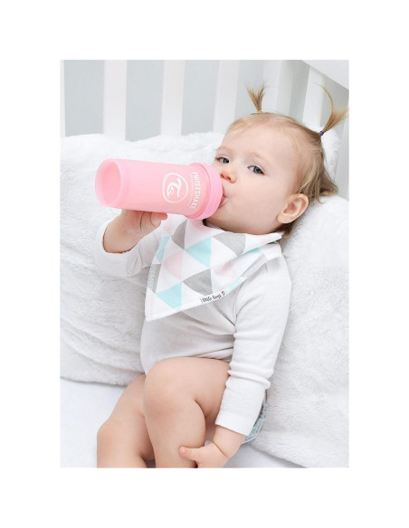 Botella Anticólica Twistshake 260ml con Contenedor 100ml - Gris Pastel Botella Anticólica Twistshake 260ml con Contenedor 100ml - Gris Pastel