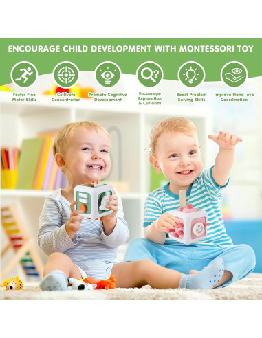 Cubo de Actividades Montessori 2 Pcs CR8OAS Juguete Sensorial 1-3 Años