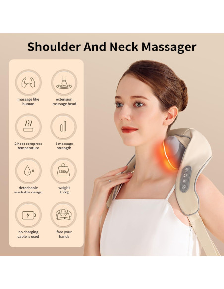Masajeador de Cuello Shiatsu ACKIND con Calor y Control Masajeador de Cuello Shiatsu ACKIND con Calor y Control