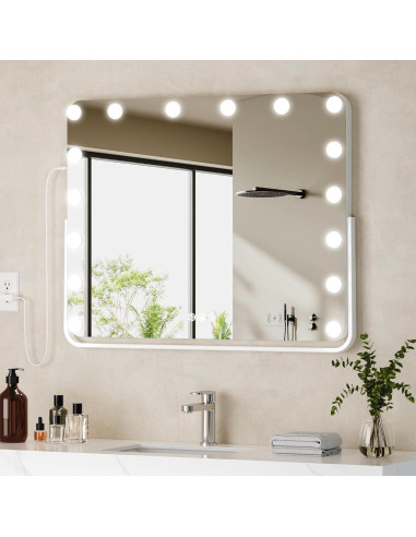 Espejo de tocador iluminado LLTZH 71 cm con Bluetooth y USB