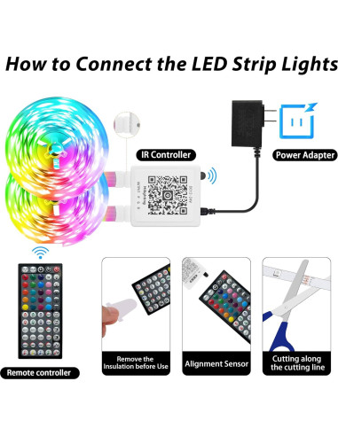 Tiras de luces LED RGB 15.24m Ledagic con control remoto