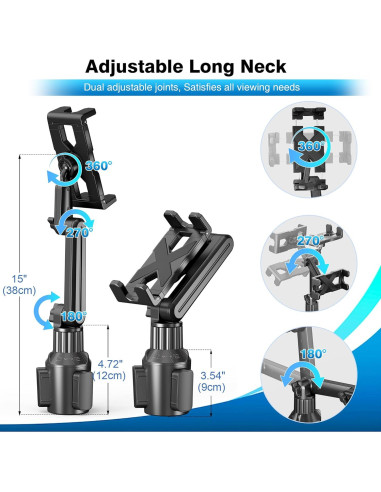 Soporte para Tablet en Portavasos Peastrex Ajustable 38 cm