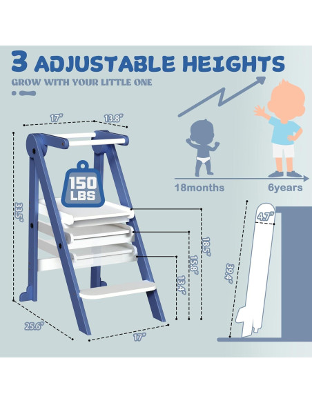 Taburete Plegable para Niños Doerpuz - Torre de Aprendizaje Ajustable Taburete Plegable para Niños Doerpuz - Torre de Aprendizaje Ajustable