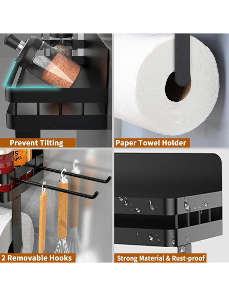 Soporte de Toallas de Papel Magnético YIGII con Estante Negro Soporte de Toallas de Papel Magnético YIGII con Estante Negro
