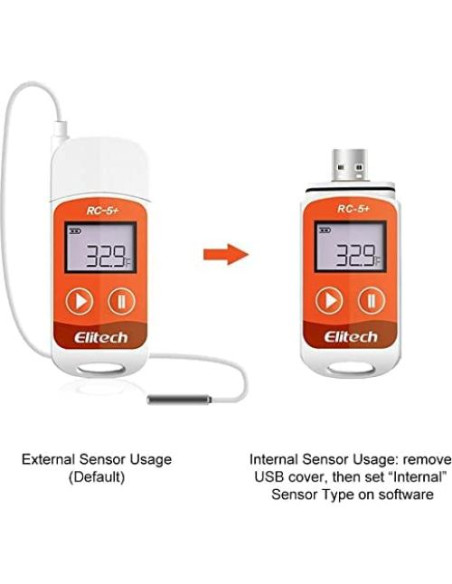 Registrador de Datos de Temperatura Elitech RC-5+ USB -22C a 70C Registrador de Datos de Temperatura Elitech RC-5+ USB -22C a 70C