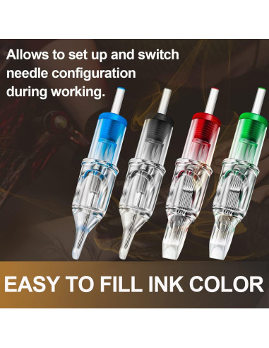 Cartuchos de Agujas de Tatuaje TONBAO 60pcs Variados 0.35mm