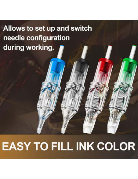 Cartuchos de Agujas de Tatuaje TONBAO 60pcs Variados 0.35mm