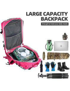 Mochila Táctica Militar 45L Molle Pack Asalto Rojo Rosa 2