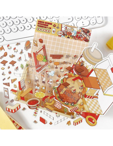 Pegatinas 3D DIY Affoto - 4 Sets de Escenas de Casa Kawaii Pegatinas 3D DIY Affoto - 4 Sets de Escenas de Casa Kawaii