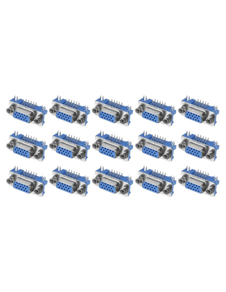 Conector VGA15 Femenino uxcell 15 Pines 3 Filas Paquete 15 Unidades Conector VGA15 Femenino uxcell 15 Pines 3 Filas Paquete 15 Unidades