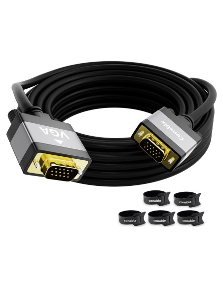 Cable VGA Macho a Macho Conable 7.62m 1080P Negro Cable VGA Macho a Macho Conable 7.62m 1080P Negro