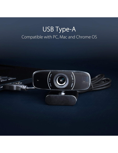 Cámara Web ASUS C3 1080p HD USB - Micrófono Direccional Cámara Web ASUS C3 1080p HD USB - Micrófono Direccional