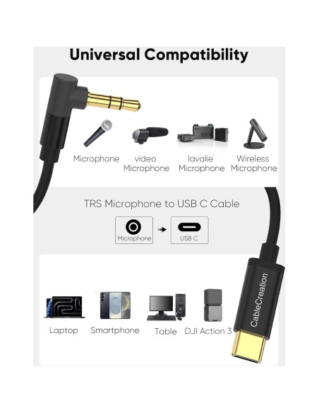 Cable de Micrófono 3.5mm a USB-C CableCreation 0.20-0.48m Cable de Micrófono 3.5mm a USB-C CableCreation 0.20-0.48m